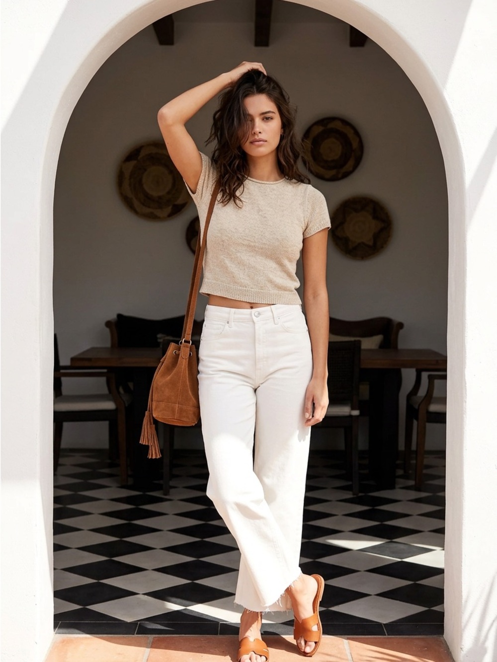 Zara High-Rise Straight Leg  White Cropped Women's Jeans